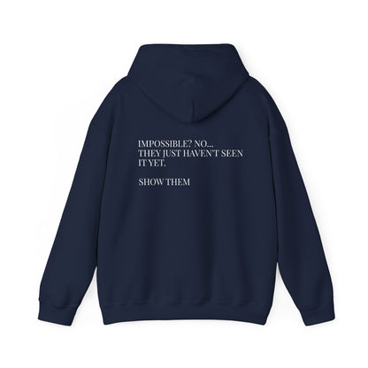 Unseen Work Hoodie — Minimalist "iMPOSSIBLE,  " Graphic Hoodie
