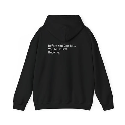 inspirational Quote Hoodie — “becoming.” Back-Print Pullover