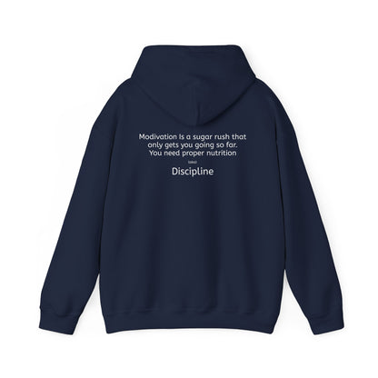 Quote Hoodie — “Proper nutrition.” Back-Print Pullover