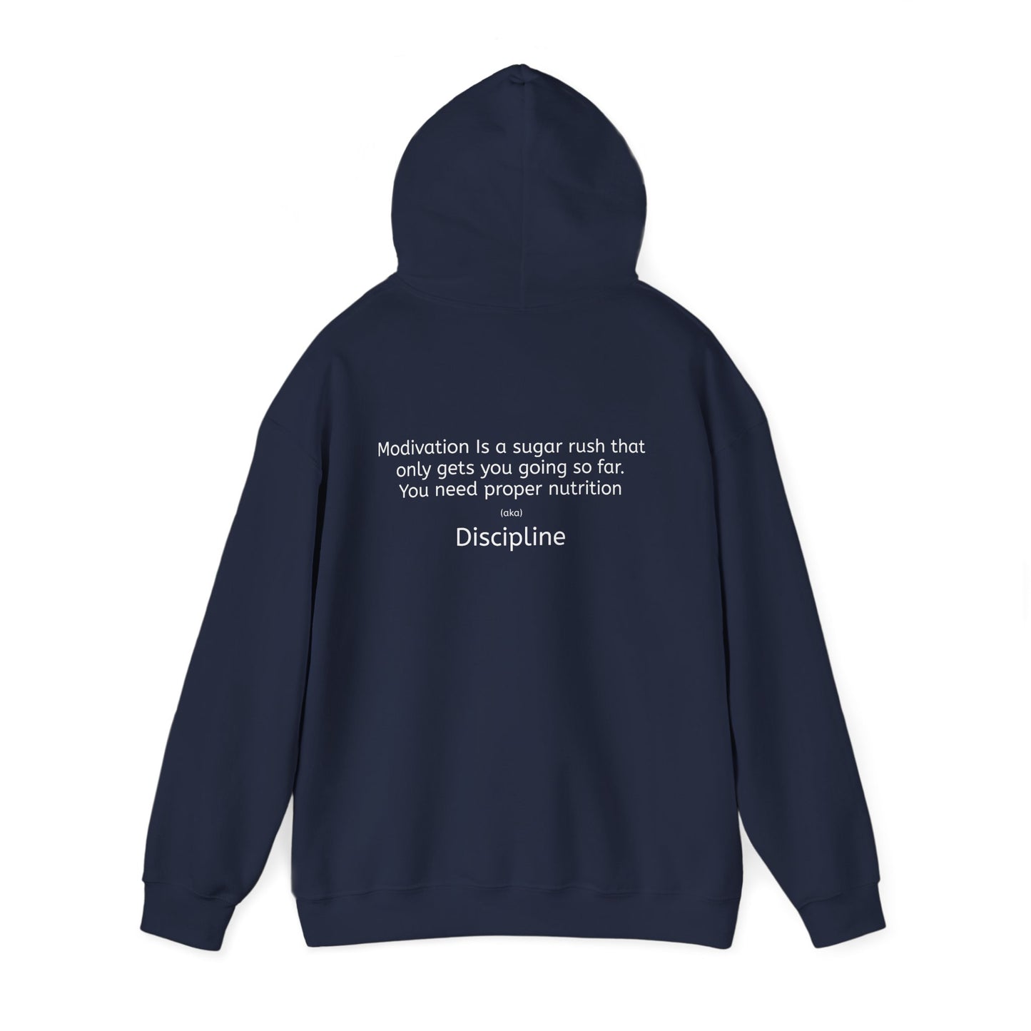 Quote Hoodie — “Proper nutrition.” Back-Print Pullover