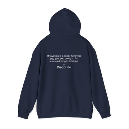 Quote Hoodie — “Proper nutrition.” Back-Print Pullover