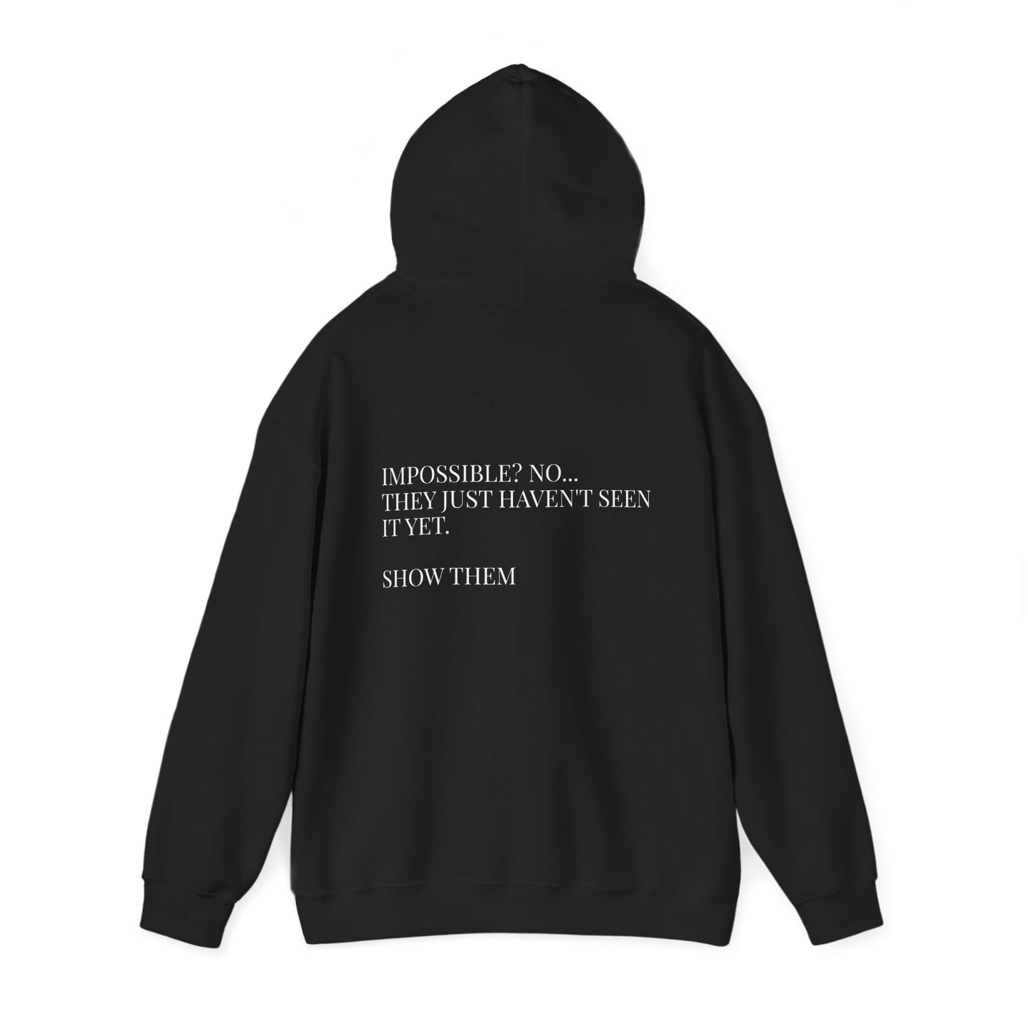 Unseen Work Hoodie — Minimalist "iMPOSSIBLE,  " Graphic Hoodie