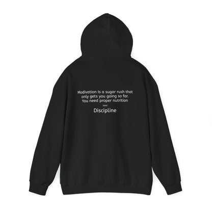 Quote Hoodie — “Proper nutrition.” Back-Print Pullover